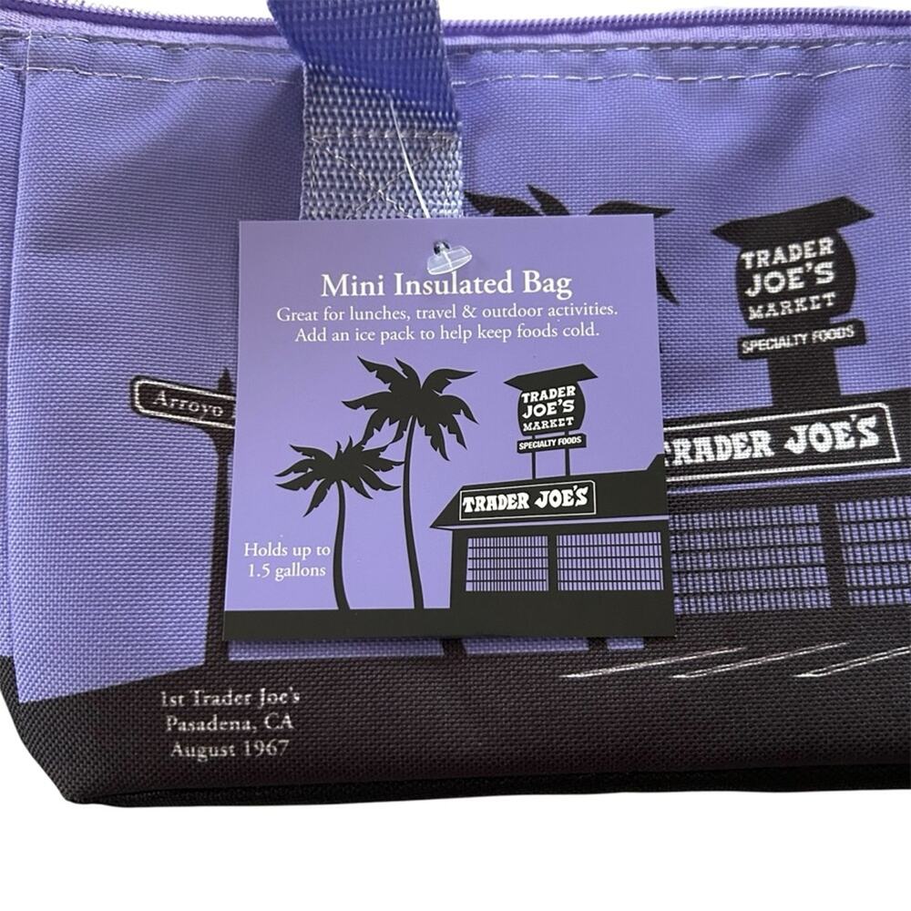 NWT Trader Joe's Mini Insulated Lunch Bag Cooler Tote Purple